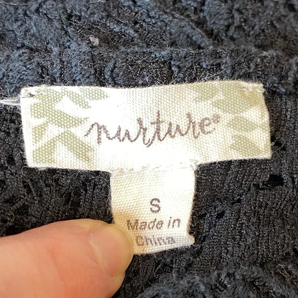 Lace Embroidered Rose Top Womens S Black Whimsigoth Sheer Oversized Elegant Goth - Picture 7 of 9